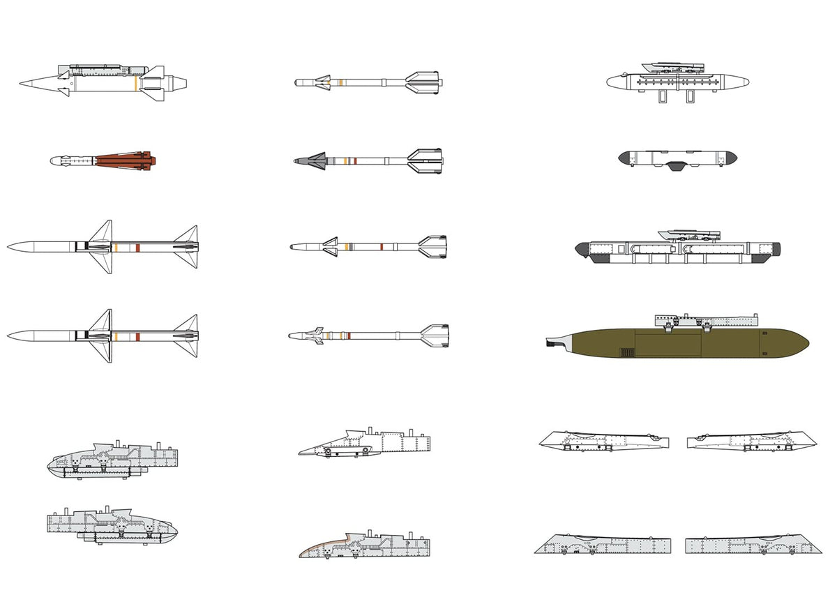 FineMolds 1/72 US Air-to-Air Missile Set #2 (60s-70s) - Plastic Model Building Kit # FP44