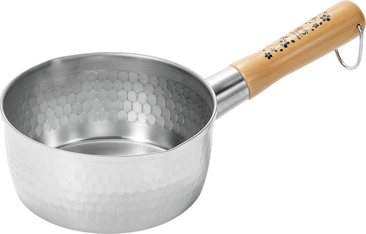 Yokoyama OGS-300 Yukihira Pot, Stainless Steel Copper (Rust Resistant), With Graduations, Tsubame no Takumi Sakuragin, For Induction and Gas Use, 6.3 inches (16 cm), Silver