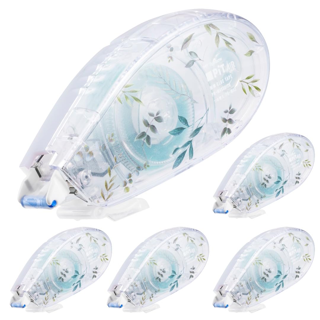 Tombow PN-MASG01TU-5P Tape Glue Pit Air Botanical Pattern, Main Unit, Width 0.3 inches (8.4 mm) x 6.3 ft (16 m), Pack of 5