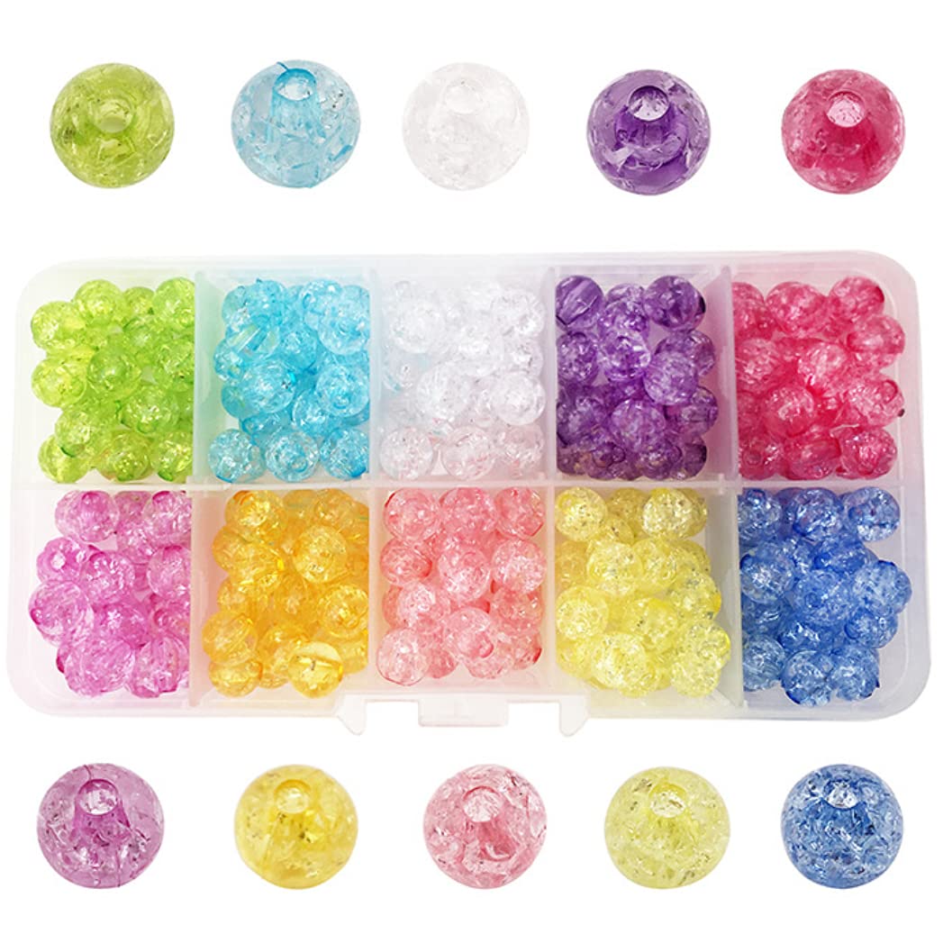 HappyHome Beads, Handicrafts, Accessories, Glass-like Beads, Round, 0.3 inches (8 mm), 10 Colors, 250 Pieces, DIY Threading Beads, Handmade Accessories