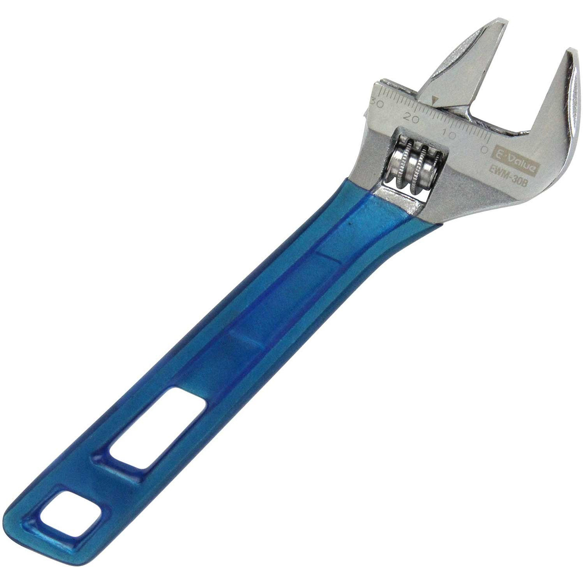 E-Value EWM-30B Wide Monkey Wrench, Total Length 7.9 inches (200 mm), Maximum Mouth Width 1.2 inches (30 mm)