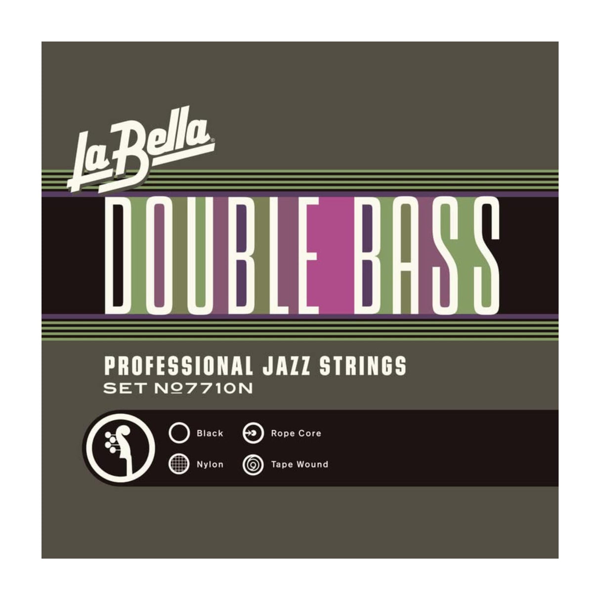 La Bella 7710N Double Bass Black Nylon Tape Wound Jazz Strings 61-134