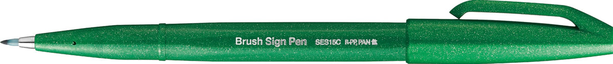 Pentel Fude Touch Sign Pen, Green, Felt Pen Like Brush Stroke (SES15C-D)