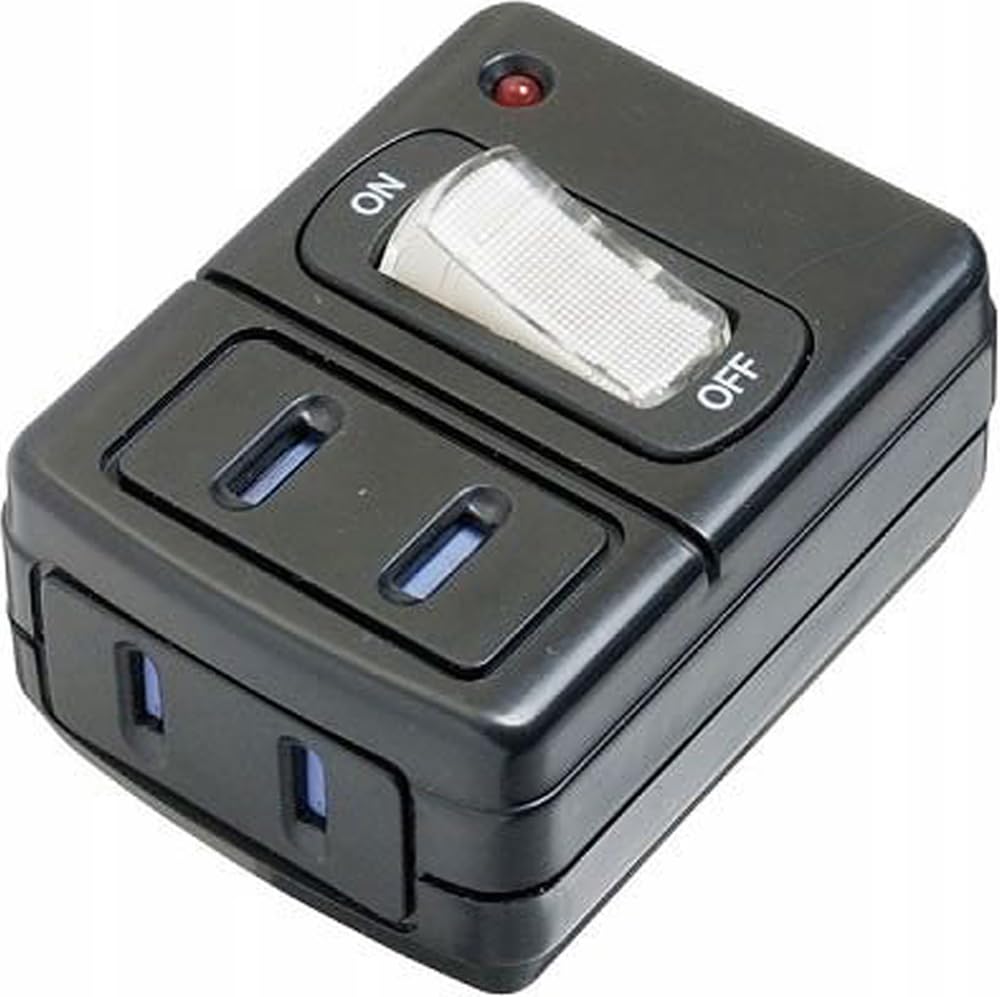 ヤザワ 雷サージ付省エネタップ2個口黒 Y02FUSK210BK