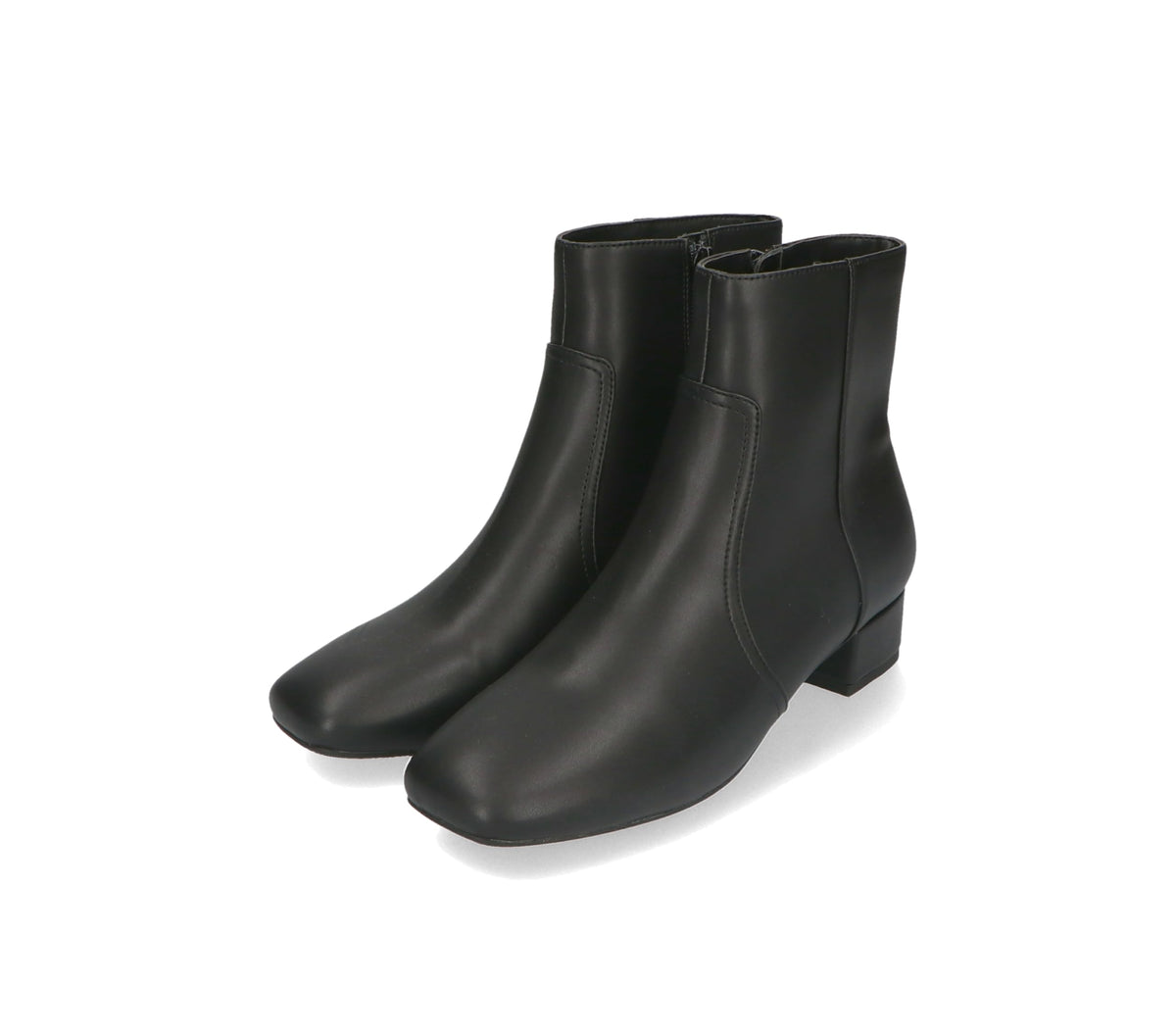 Oriental Traffic Women's Short Boots, Boots, Side Switching, Chunky Heel, Square Toe, Soft, Black (23AW), 25.0~25.5 cm