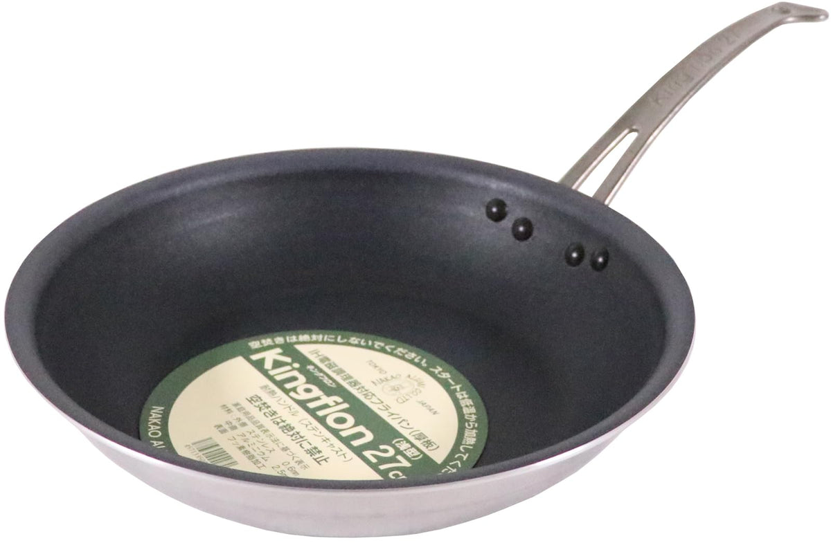 中尾アルミ製作所 King Fron Stencast Handle Frying Pan, 10.6 inches (27 cm)