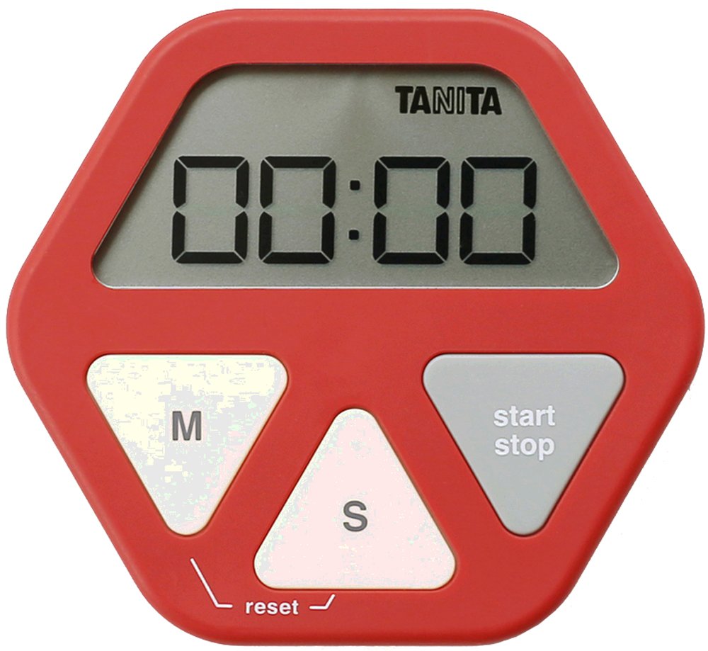 Tanita TD-410 RD Kitchen Study Learning Timer with Suction Cup Thin Red Timer D7.0 x W10.0 x H 0.9 cm