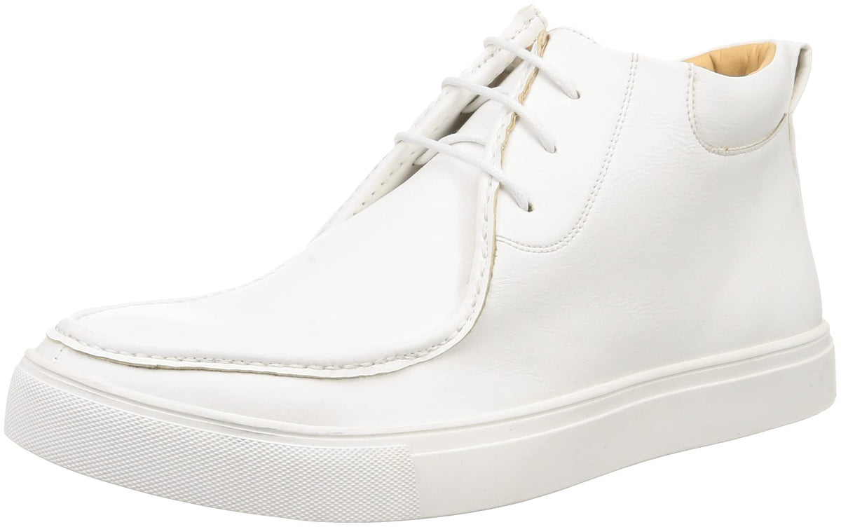 DEDEDES 6337 Men's Moccasin Tyrolean Sneakers, Lace-up Shoes, White, 25.5 cm 3E