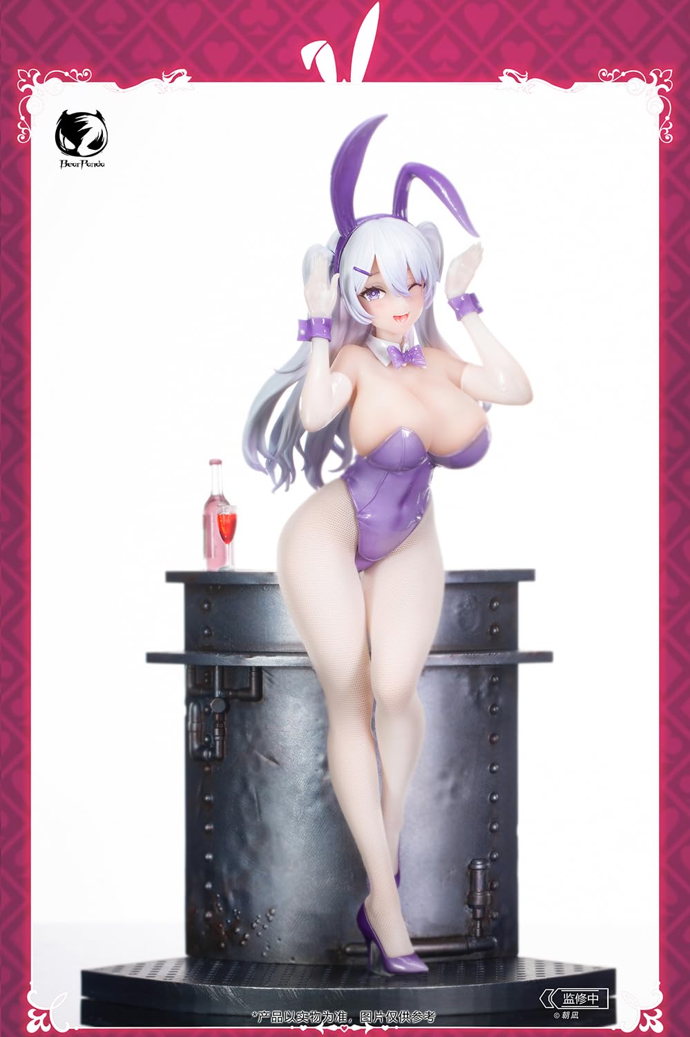 Bear Panda Original Bunny Girl: Sheer Illustration by Asanagi, Total Height Approx. 11.0 inches (280 mm) (including pedestal), PVC and ABS 1/6 Scale Complete Figure [Bonus] Replacement Face Parts