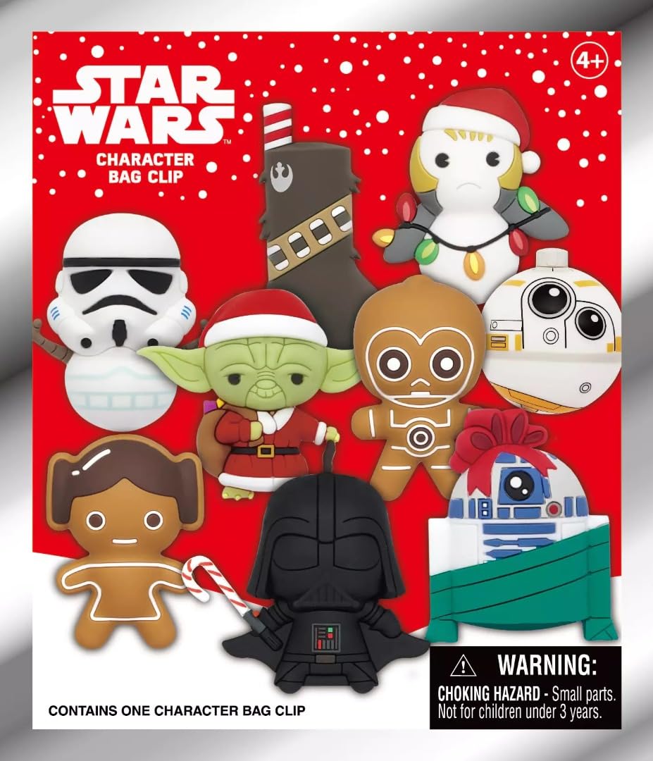Star Wars Christmas 3D Foam Bag Clip – Blind Bag (ONE Random Figure) – Character Keychain/Backpack Accessory | Official Licensed Merchandise