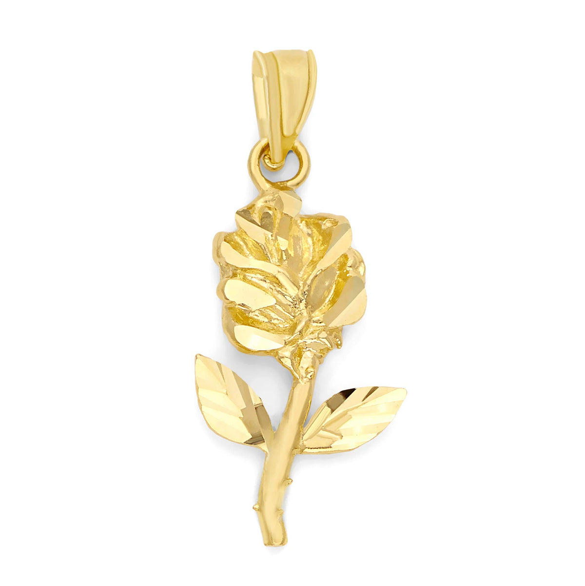 Solid 10k Gold Rose Pendant: Romantic Flower Jewelry Charm