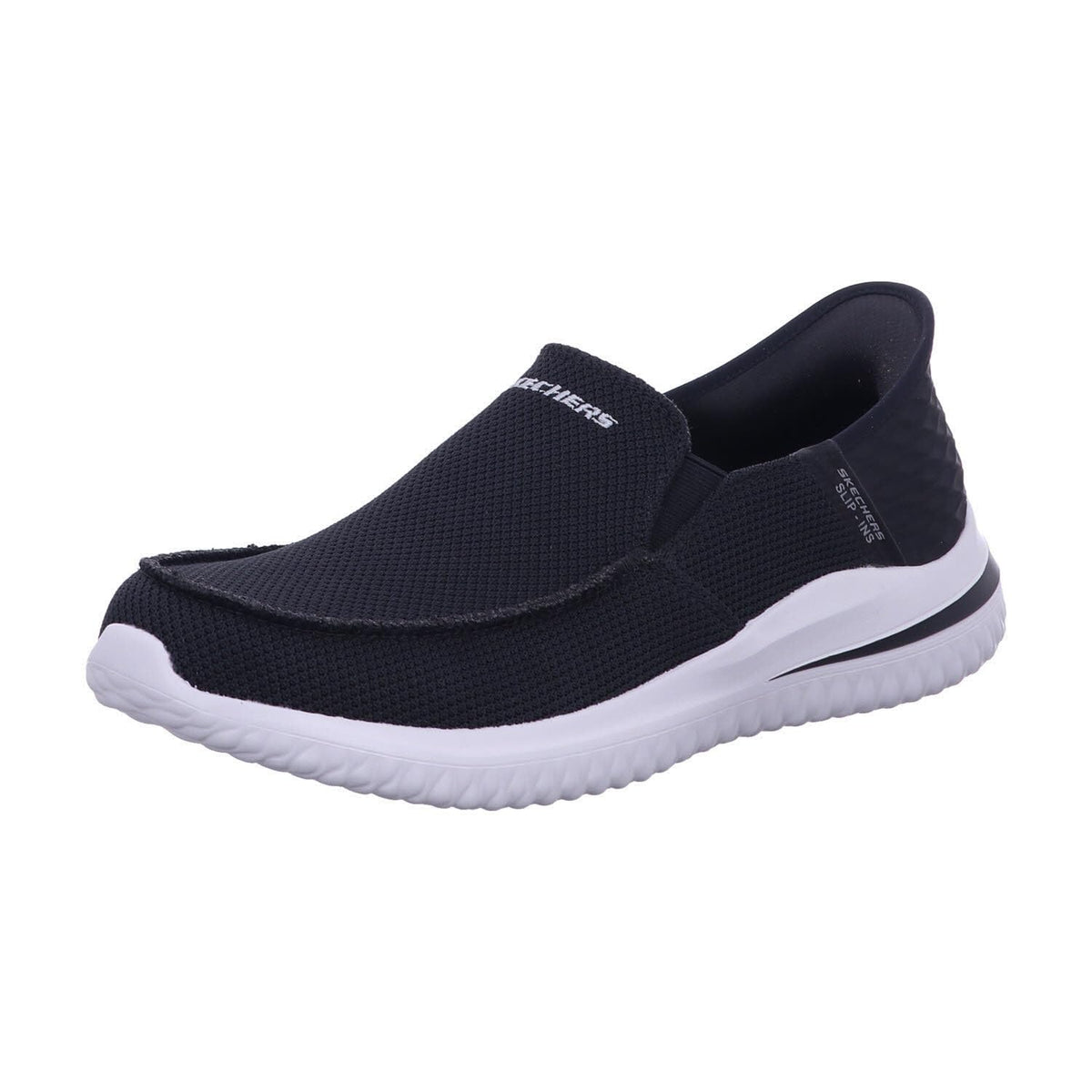 Skechers Men's Delson 3.0 Cabrino Slip-On, Black Knit, 8