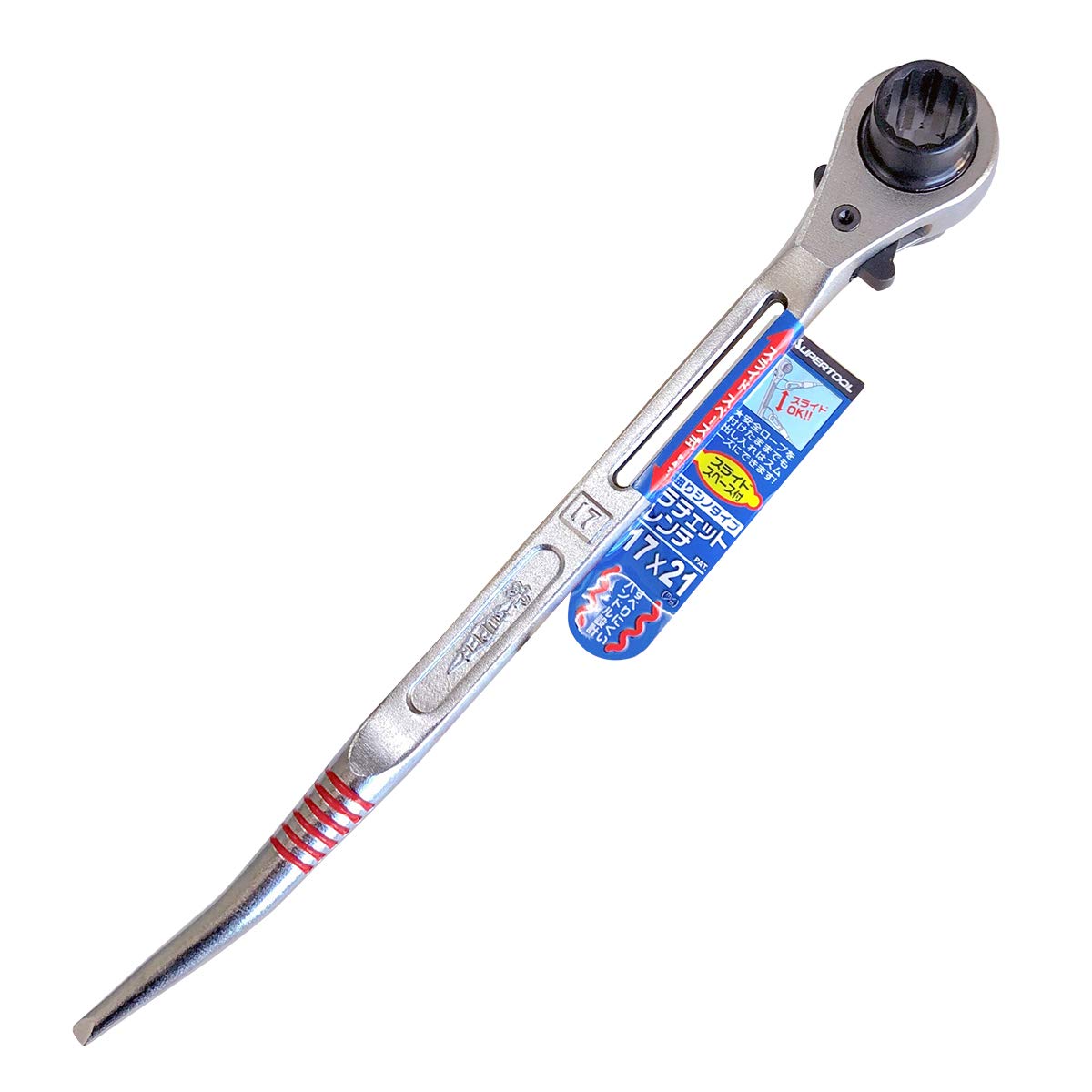 Super Tool RNB-1721RK Double-Ended Ratchet Wrench, Regular Size, With Sliding Space, Bending Shino Type