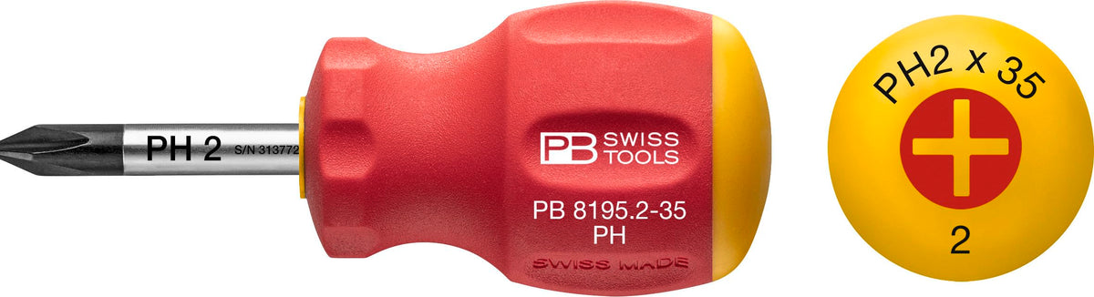 PB Swiss Tools SwissGrip Stubby Screwdriver for Phillips screws size 1