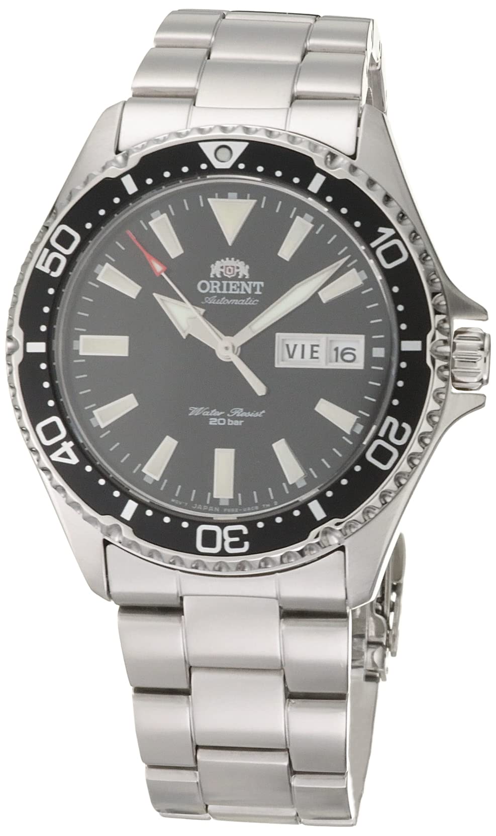 Orient RA-AA0001B Men's Kamasu Stainless Steel Black Bezel Black Dial Automatic Dive Watch