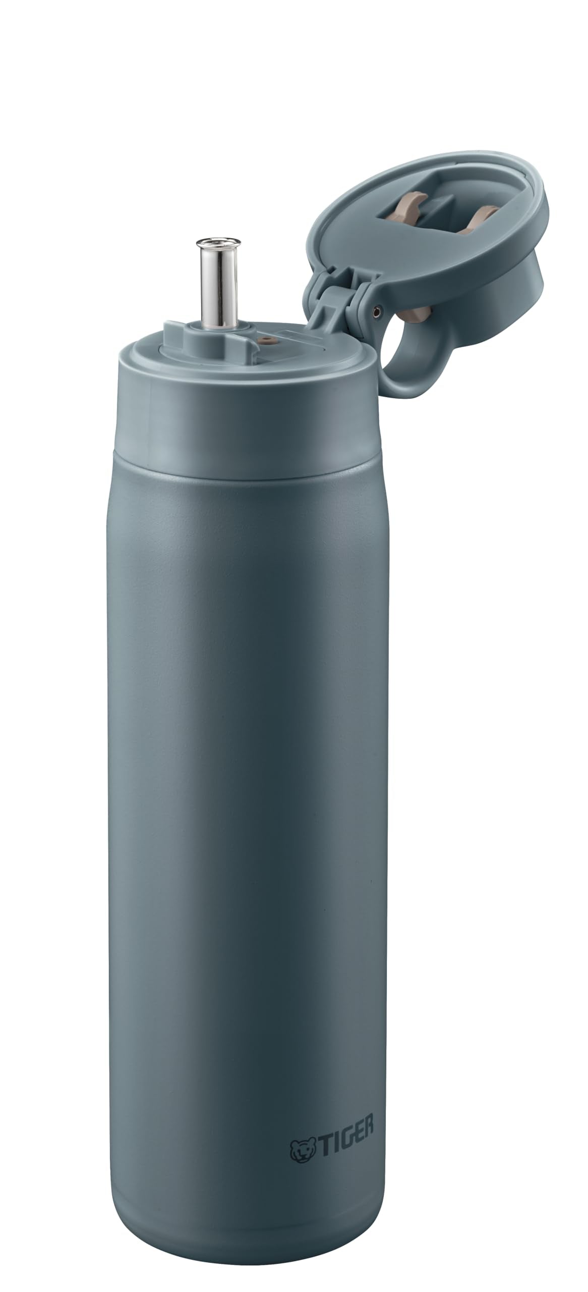 Tiger Corporation Vacuum Insulated Bottle with Stainless-steel Straw, 25oz (750ml),MTS-W075AF, Fog Blue