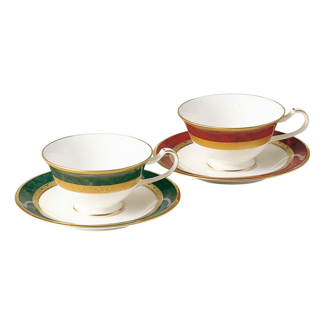 Noritake Y6988/47332 Cup & Saucer (Color Changing Pair Set) (COFFEE & TEA COFFEE) 220cc Fitzgerald & Hemingway 2 Guests Green Marron Bone China