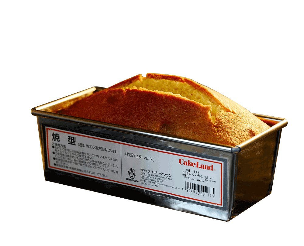 Tiger Crown Cake Pan, Silver, 3.7 x 7.4 x 3.4 inches (94 x 187 x 86 mm), ST Combination Pound Shape, 1.0 Loaf, Medium, 18-0 Stainless Steel, 178
