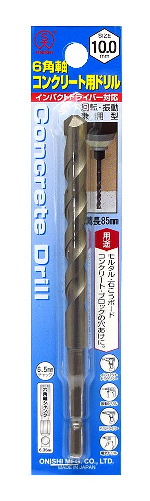 Onishi Kogyo Hexagonal Shaft Concrete Drill (NO.24) 0.4 inches (10 mm) (Metal/Metal)