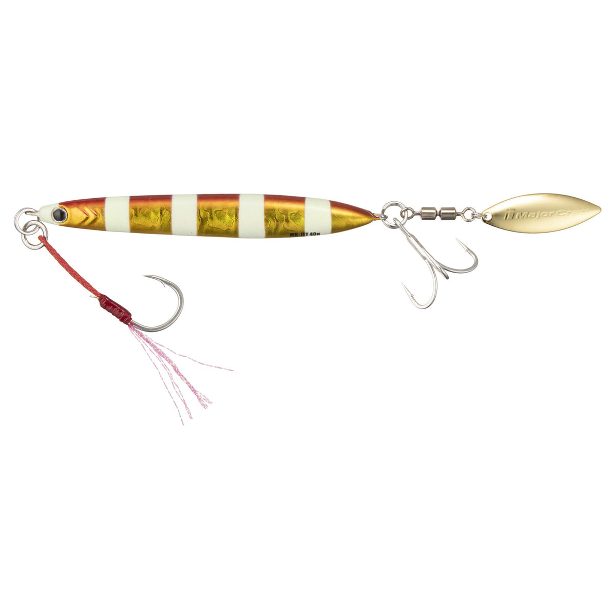 Major Craft Maki Jig Jet, Metal Jig, 1.4 oz (40 g), Zebra Red Gold #77 Lure