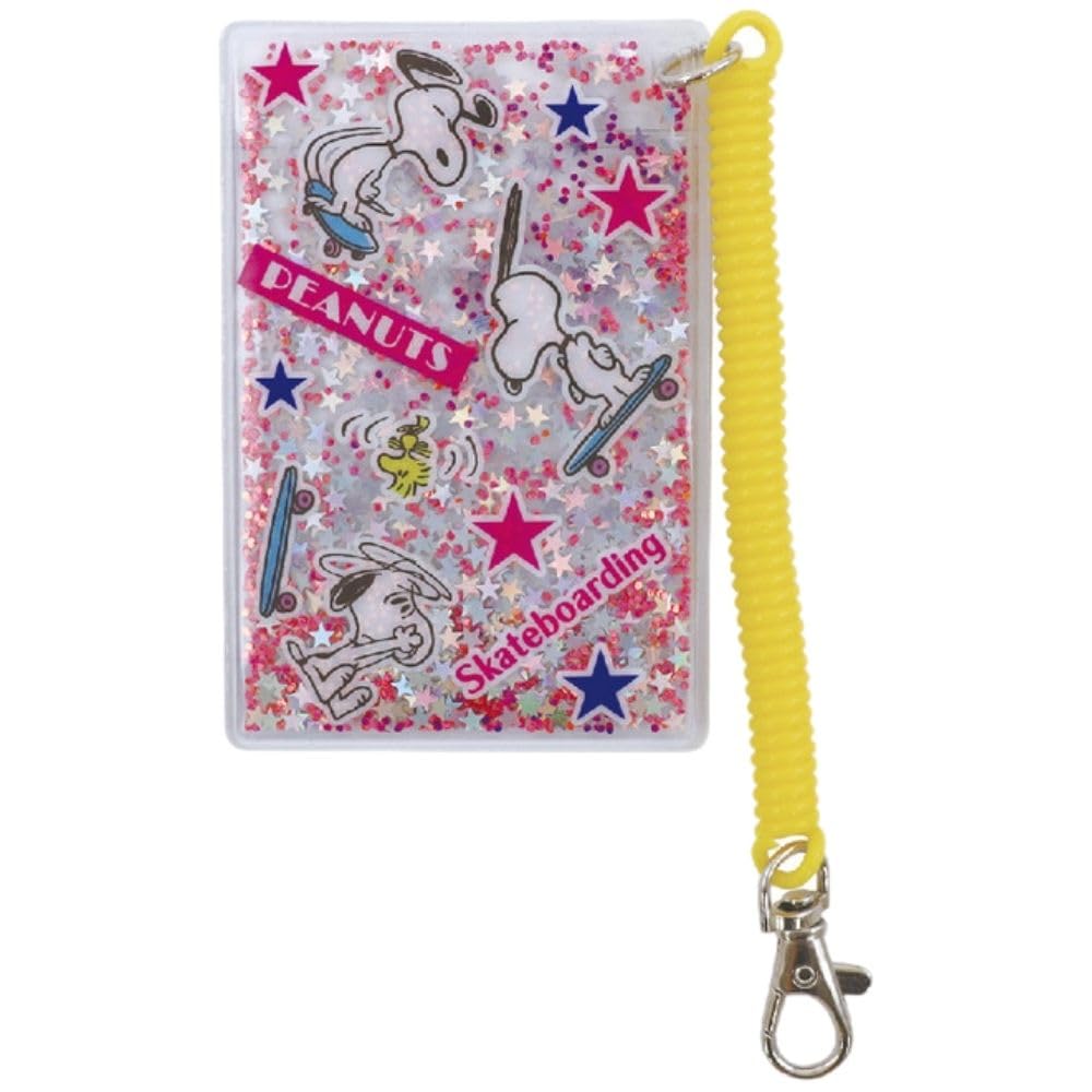 マリモクラフト(Marimocraft) Marimo Craft SPPS-125 Snoopy Clear Series Confetti Pass Case, Skateboard, Approx. W 2.8 x H 4.1 inches (70 x 105 mm)
