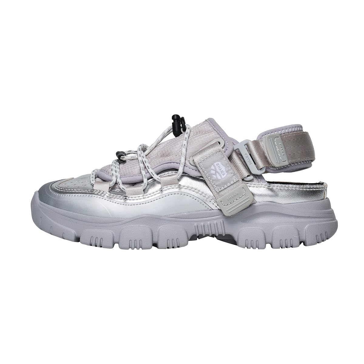 SHAKA(シャカ) Women's Sneaker, Silver/Grey, 24.0 cm
