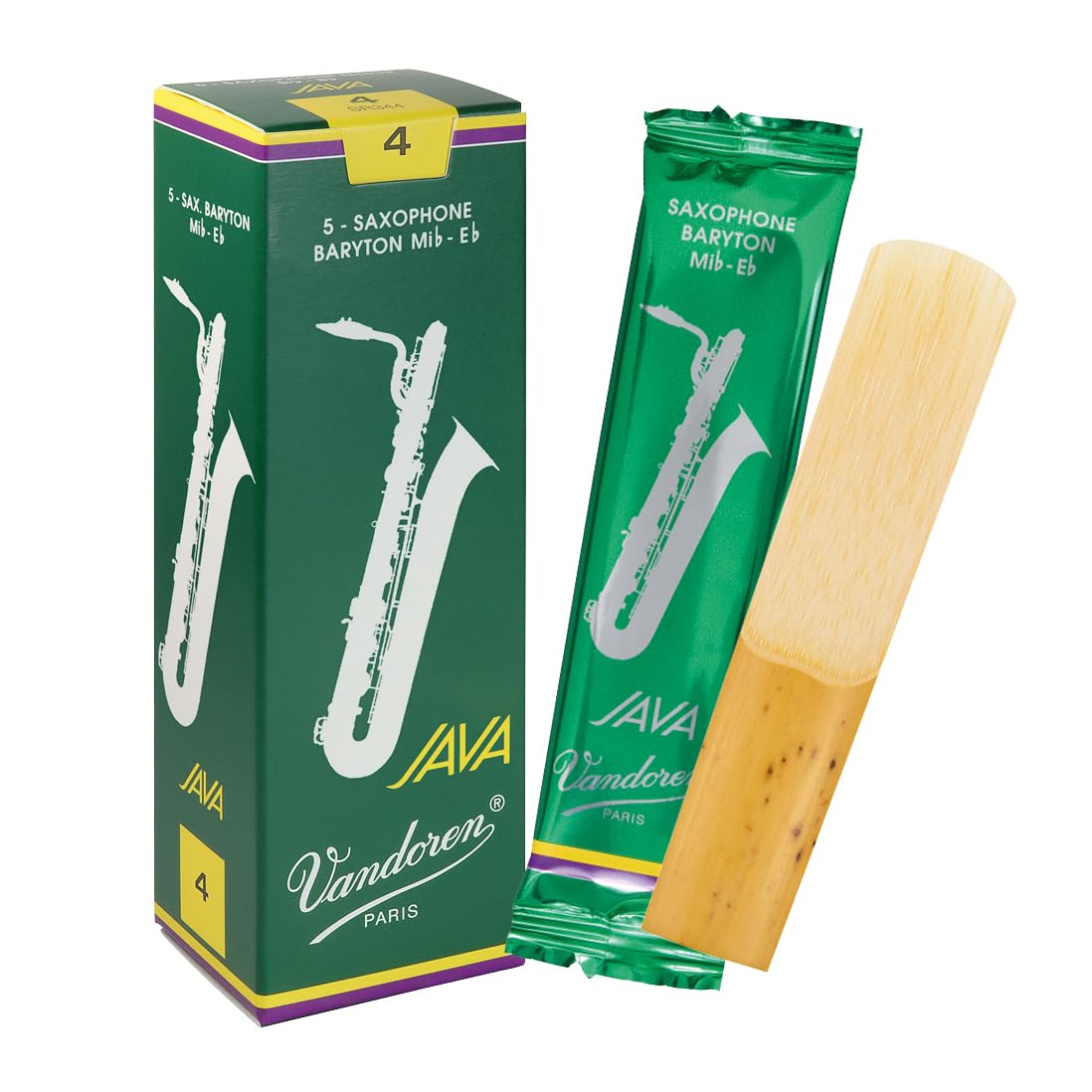 Vandoren SR344 Bari Sax JAVA Reeds Strength 4; Box of 5