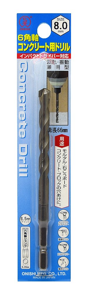 ONISHI Hexagonal Shank Drill for Concrete NO24-80