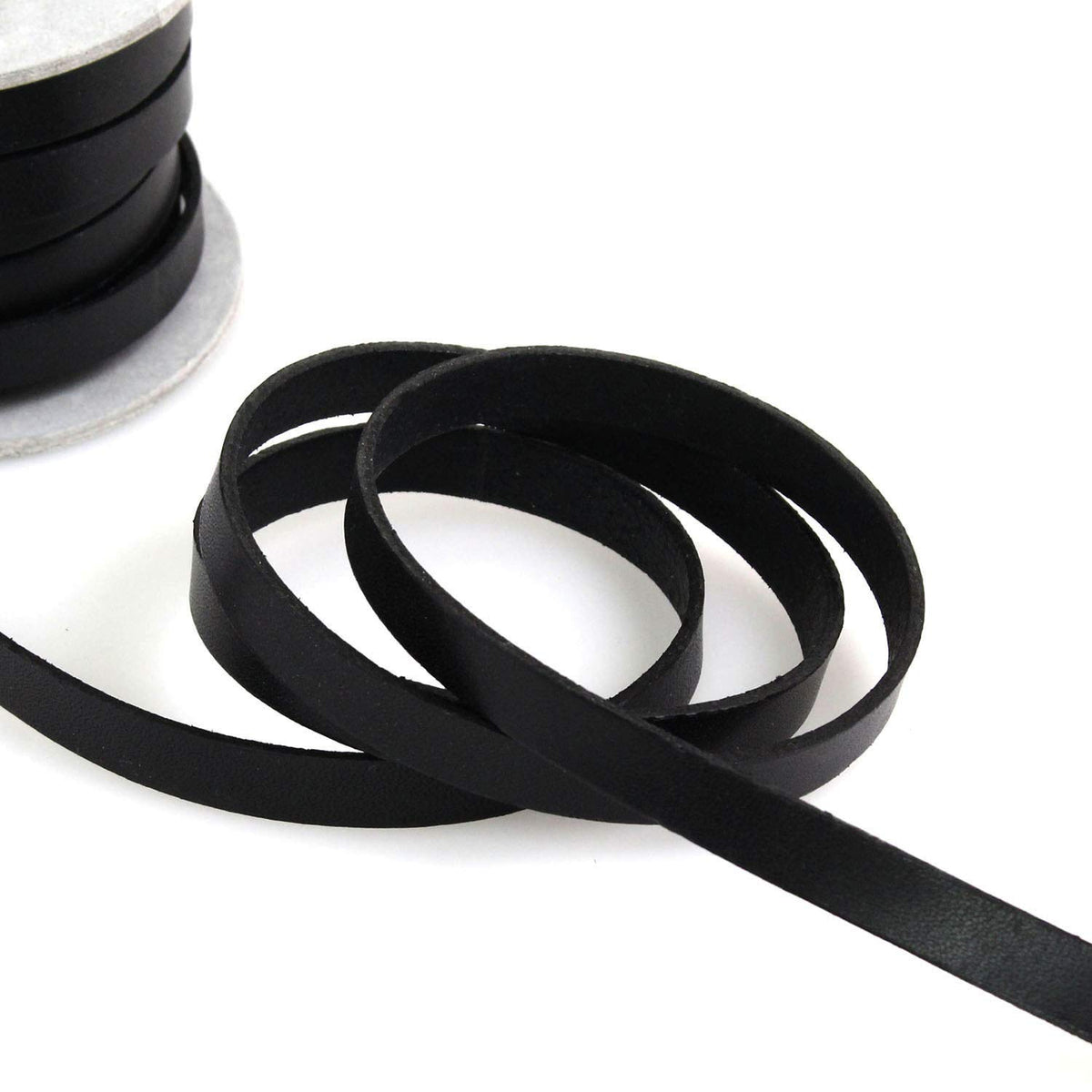 Nippon Cord Button Trading Genuine Leather Tanned Leather Tape 0.4 inch (10 mm) Width x 6.6 ft (2 m) Cut Cut Col.7 Black MTLS1010-7-2M