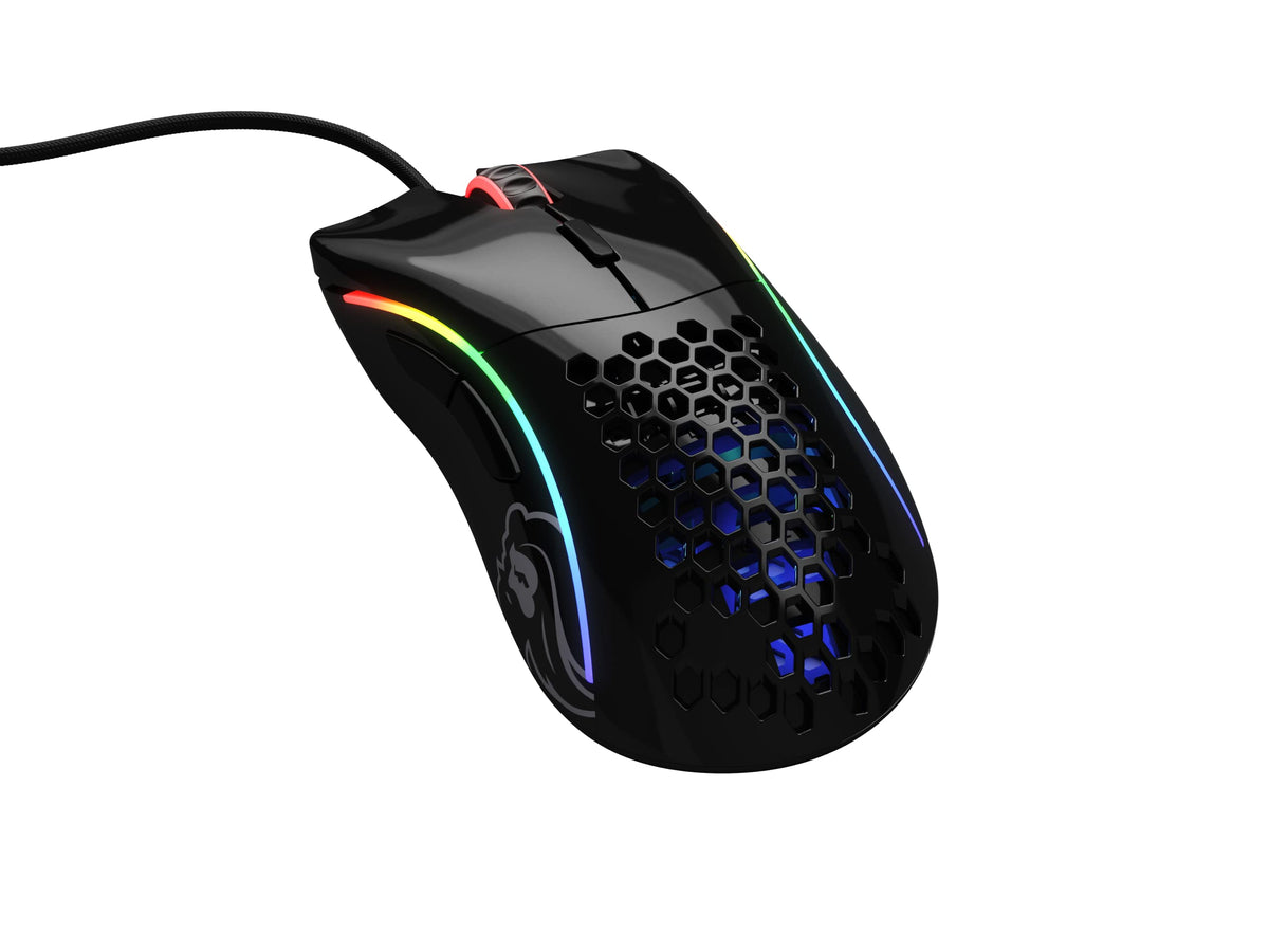 GLORIOUS Gaming - Superlight Wired PC Gaming Mouse with Honeycomb Shell, 6 Programmable Buttons, RGB Lighting & PTFE Skates - Model D, Glossy Black