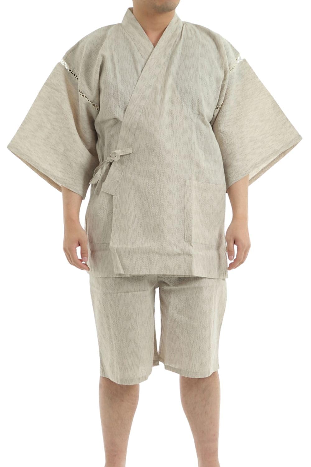 Edoten Men's Japan Kimono Jimbei SIJIRAORI 100% Cotton 752 BE XL