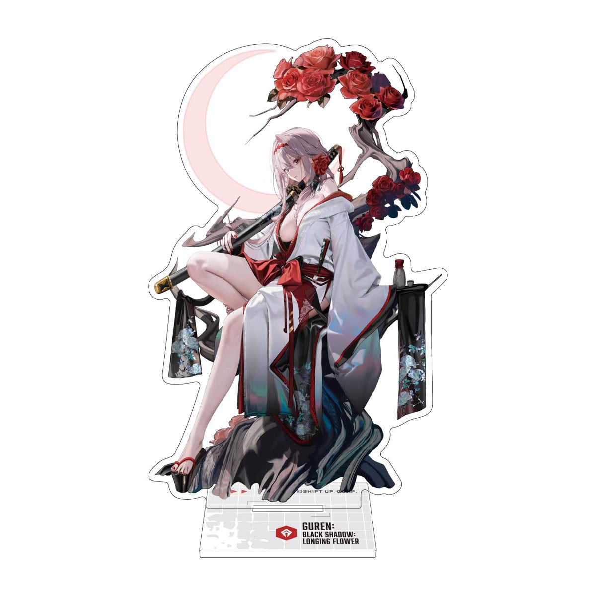 Algernon Products Goddess of Victory - NIKKE Acrylic Stand Guren: Black Shadow: Longing Flower Approx. W 1.9-4.3 x H 4.9 inches (49-111 x 125 mm), Acrylic