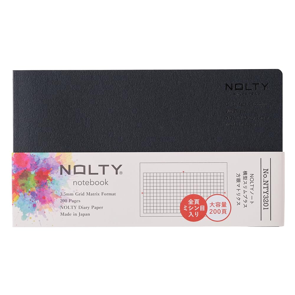 日本能率協会マネジメントセンター Efficiency NTY3201 NOLTY Notebook, Horizontal Slim Plus, Square Matrix, Black