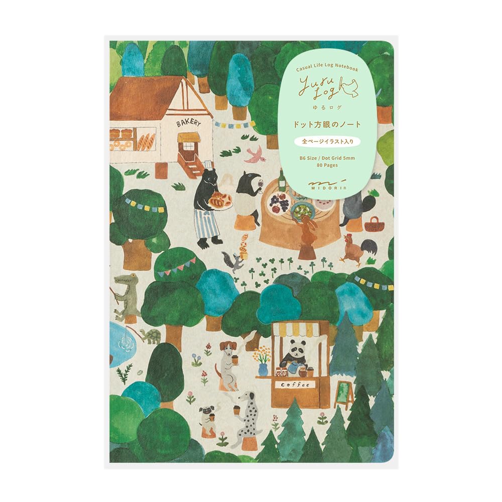 Midori Notebook Yuru Log Forest Animal Pattern B6 15352006