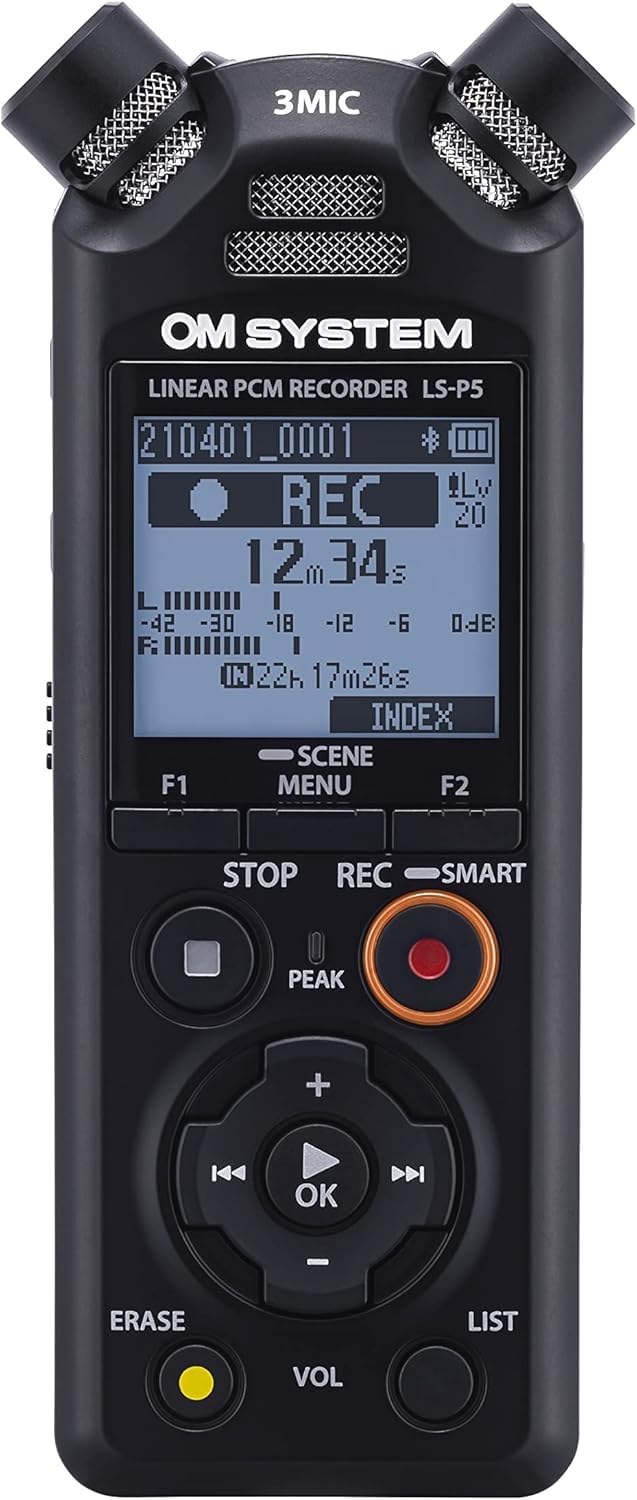OM SYSTEM LS-P5 Musical Instrument Play, Live Recording, Natural Environment Recording, High Resolution PCM Recording, External Memory Support