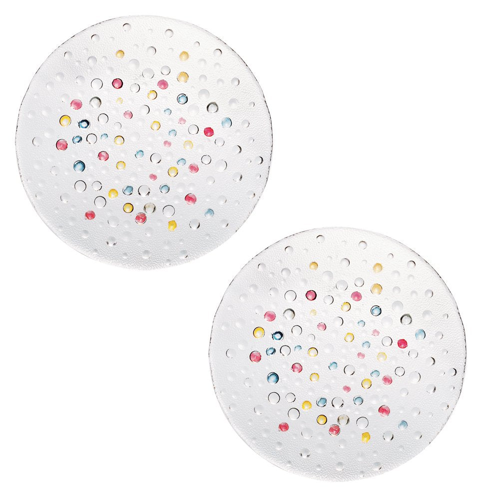 DANSK Bubble Confetti Pair Salad Plate 791270/2 Glass, Scandinavian Design, DANSK DANSK Colorful Dots, Bubble Series, Bubble Confetti Pair Salad Plate, Diameter 8.3 inches (21 cm), Hand Painted 791270/2