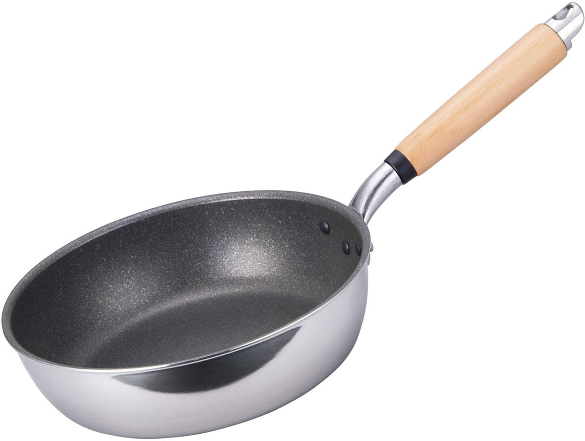 Hokuriku Aluminum Deep Frying Pan, 9.4 inches (24 cm), Lightweight, Aluminum, Induction Compatible, Made in Japan, 2.8 inches (7 cm), Deep, Wide Bottom, Light, Convenient Shape, Spinning Processing,