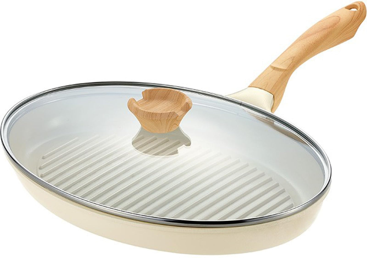 Yokoyama VLIH-1000S Verite IH Ceramic Coating Oval Pan (with Glass Lid)