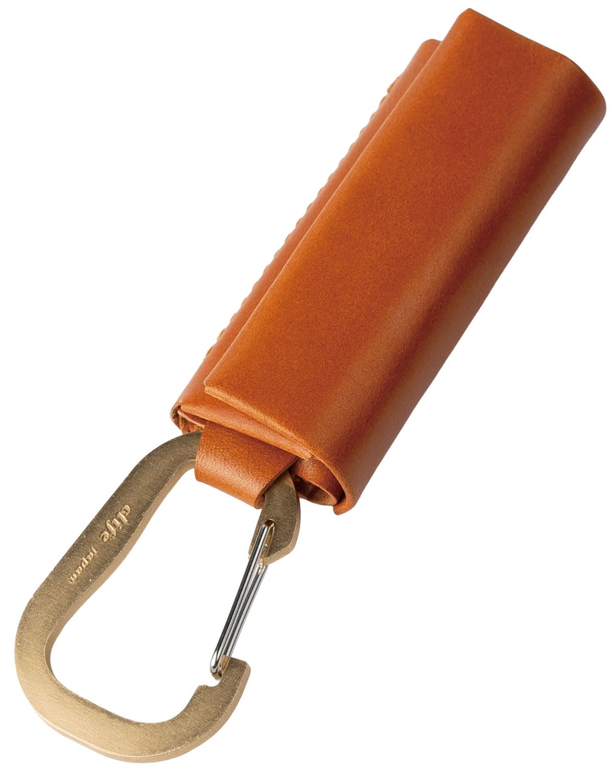 Cliff Wallet, For Emergencies, Men's, Mini, Small, Compact, Cashless, Made in Japan, Genuine Leather, Brass, Carabiner - Camel