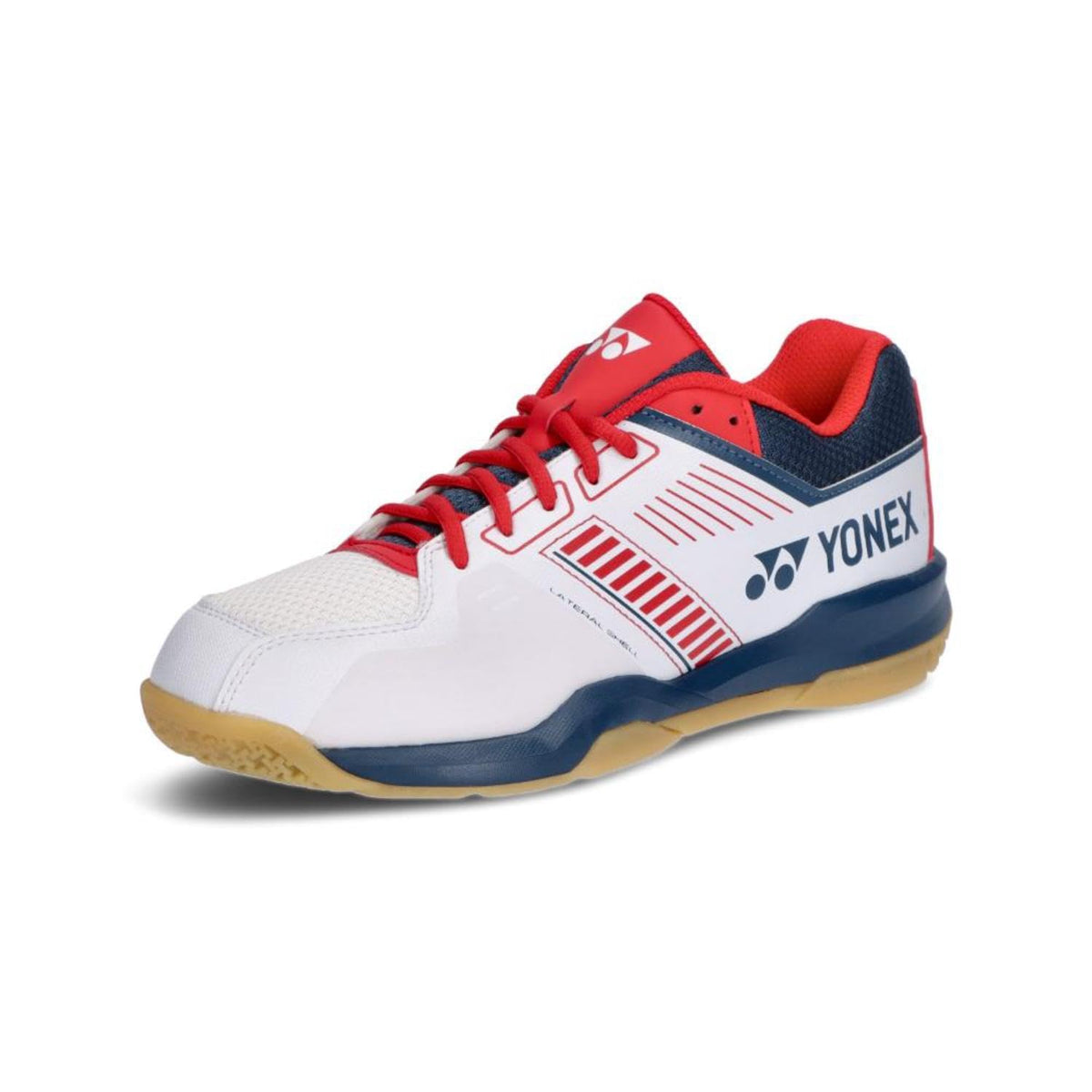 Yonex Power Cushion Strider Flow Badminton Shoes, White/Navy/red (784), 8.5