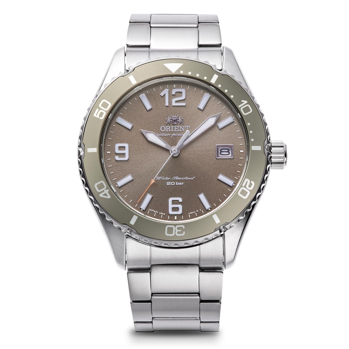 Orient Watch Mako Solar Watch, Brown, Cocoa Brown, Bracelet type: