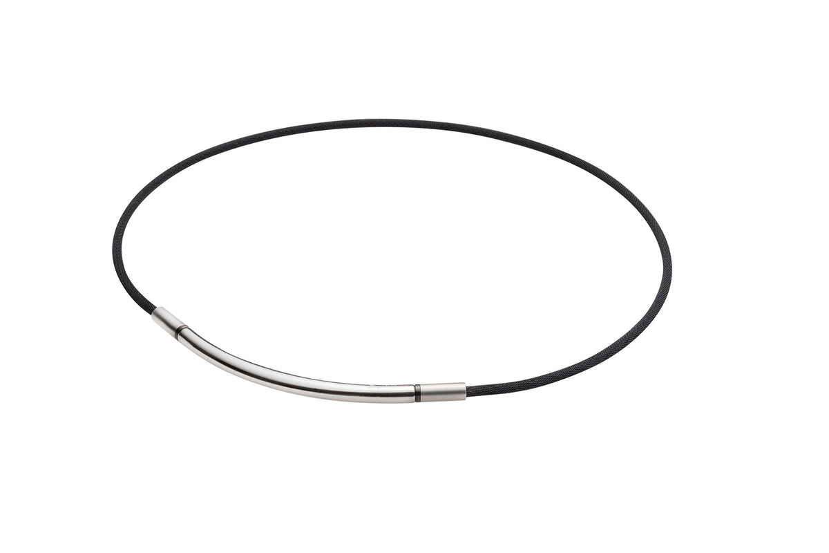 Phiten Necklace RAKUWA Neck Metax Round Stiff Shoulder 15.7 inch 40 cm (Silver/Black 50cm)
