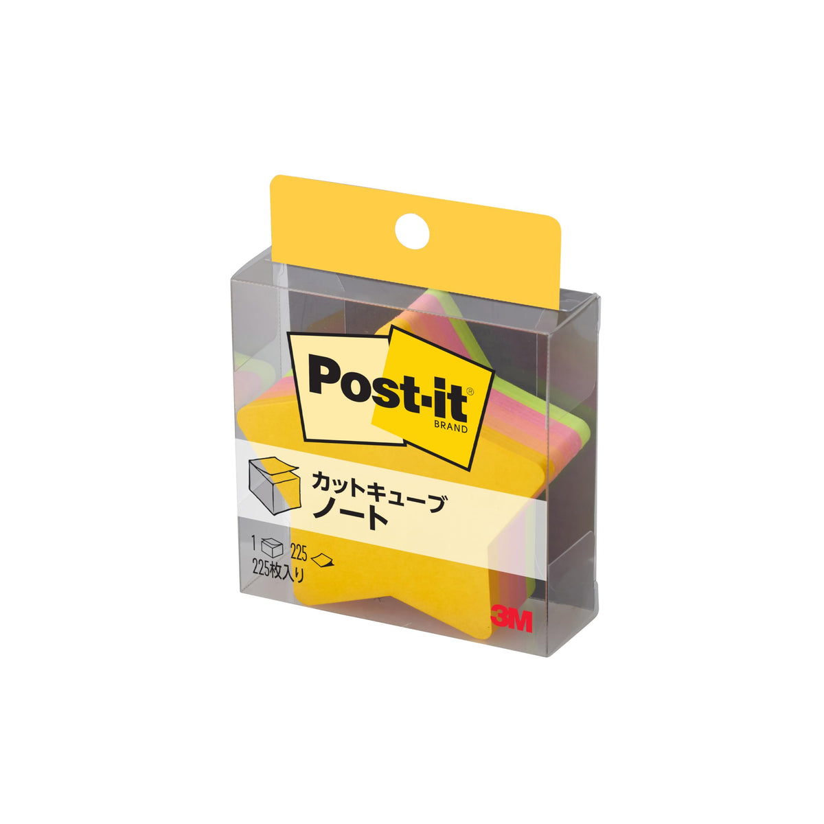3M CC-32 Post-it Notes, Cut Cube, Star, 5 Colors, 2.8 x 2.8 inches (72 x 72 mm), 225 Sheets x 1 Pad