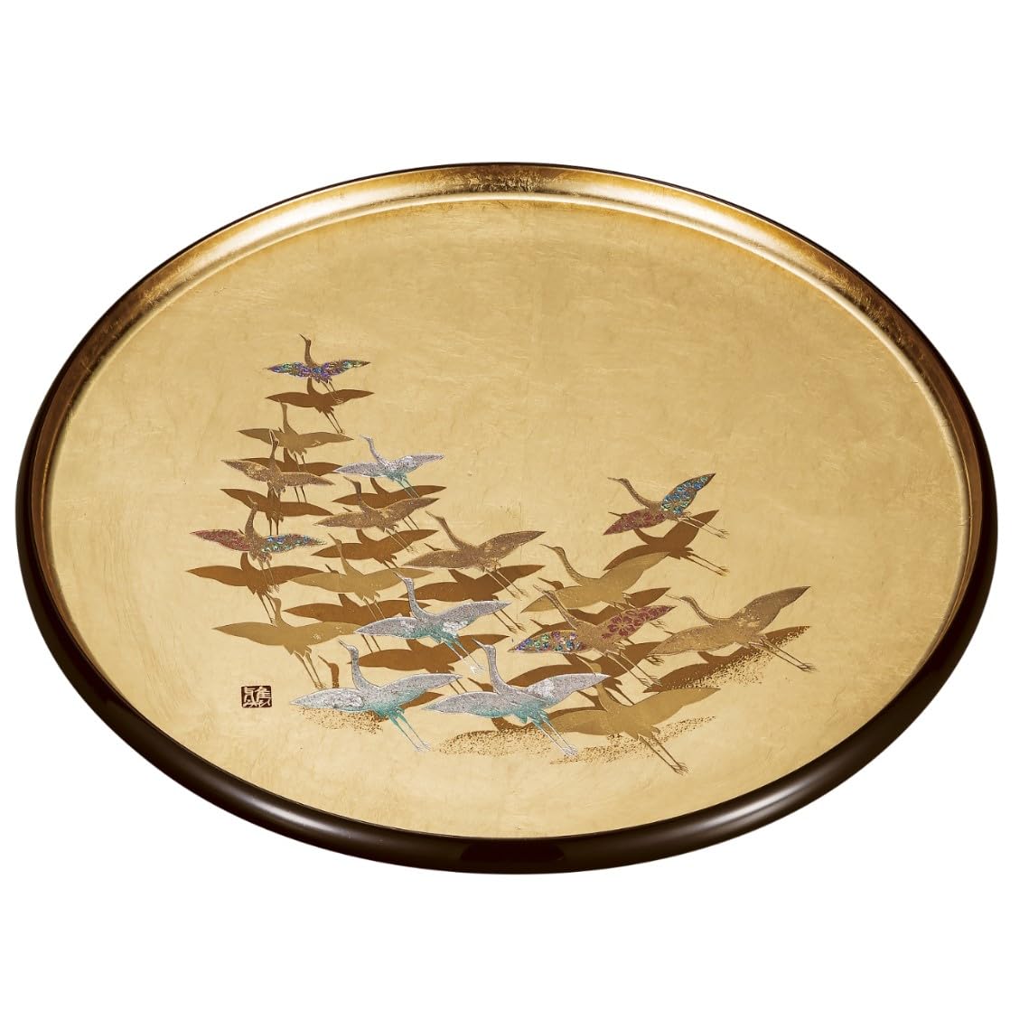 Maeju Lacquerware 10.0 Round Tray Thousand Crane (G) 7M-125