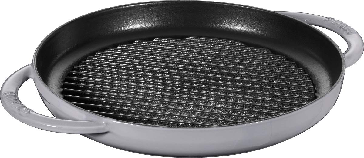 staub 40509-522 Pure Grill Round, Gray, 10.2 inches (26 cm) Grill Pan, Both Hands, Casting, Enamel, Induction Compatible, Japanese Authentic Product