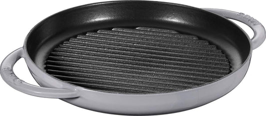 staub 40509-522 Pure Grill Round, Gray, 10.2 inches (26 cm) Grill Pan, Both Hands, Casting, Enamel, Induction Compatible, Japanese Authentic Product
