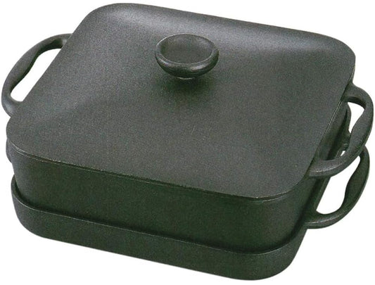 Iwachu 21700 Two-Handled Pot, Black, Product Size: 12.0 x 9.6 x 1.4 inches (30.5 x 24.5 x 3.5 cm) (Shallow Type), (H) 3.3 inches (8.5 cm), Deep Type, Induction Compatible