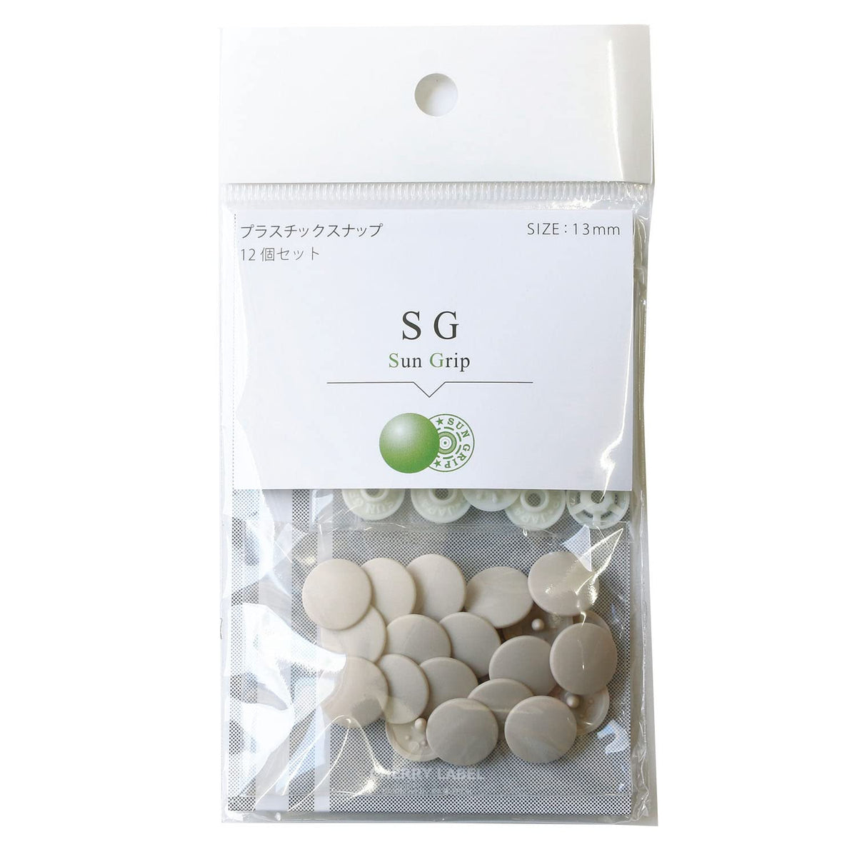 SUN GRIP SG-572 Plastic Snaps, 0.5 inch (13 mm), Set of 12, Ivory