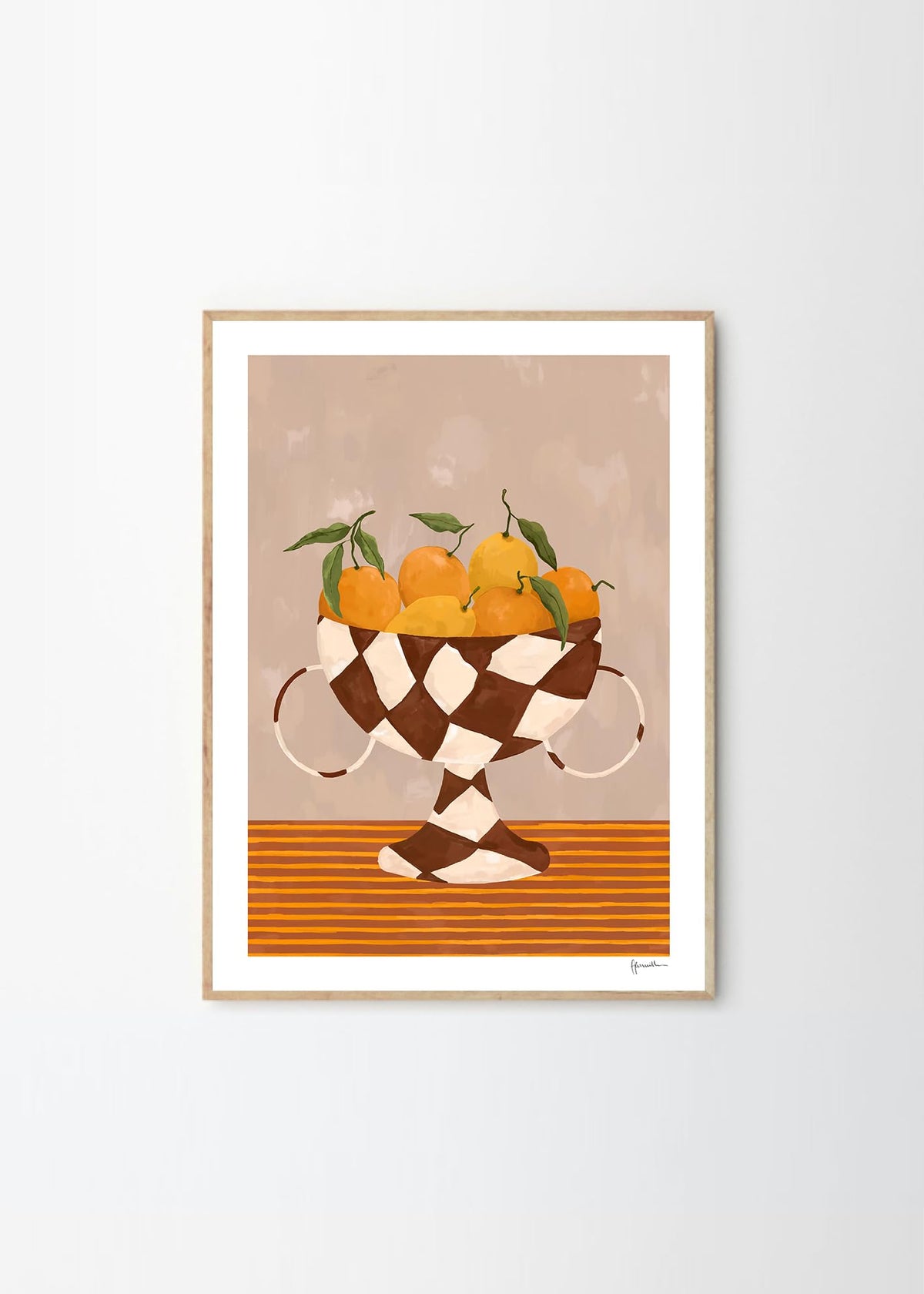 THE POSTER CLUB Lemons & Oranges in Checkered Vase 50x70cm Frankie Penwill