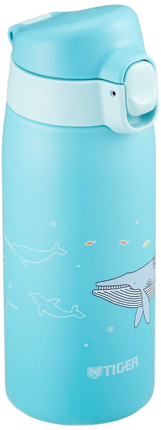 TIGER MCT-A035A Tiger Water Bottle, 11.8 fl oz (350 ml), Kameichido Mug, Stainless Steel Bottle, One-Touch, Lightweight, Whale